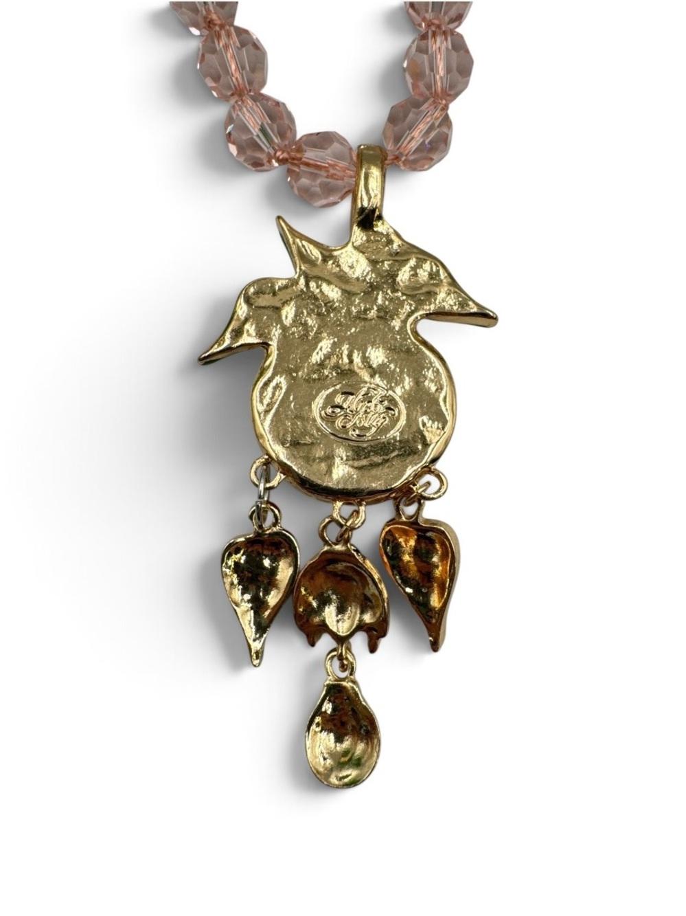 Vintage Y2K Kirk’s Folly Moon Face Ladybug Enamel Crystal Pendant Necklace - Picture 6 of 9